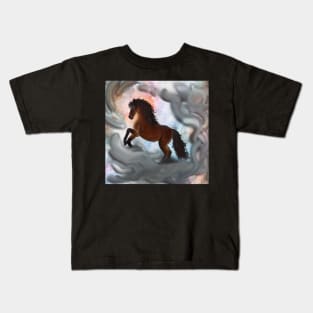 Horse Custom Graphic Design Gifts, Horse Stormy Cloud Art for Horse Lovers Kids T-Shirt